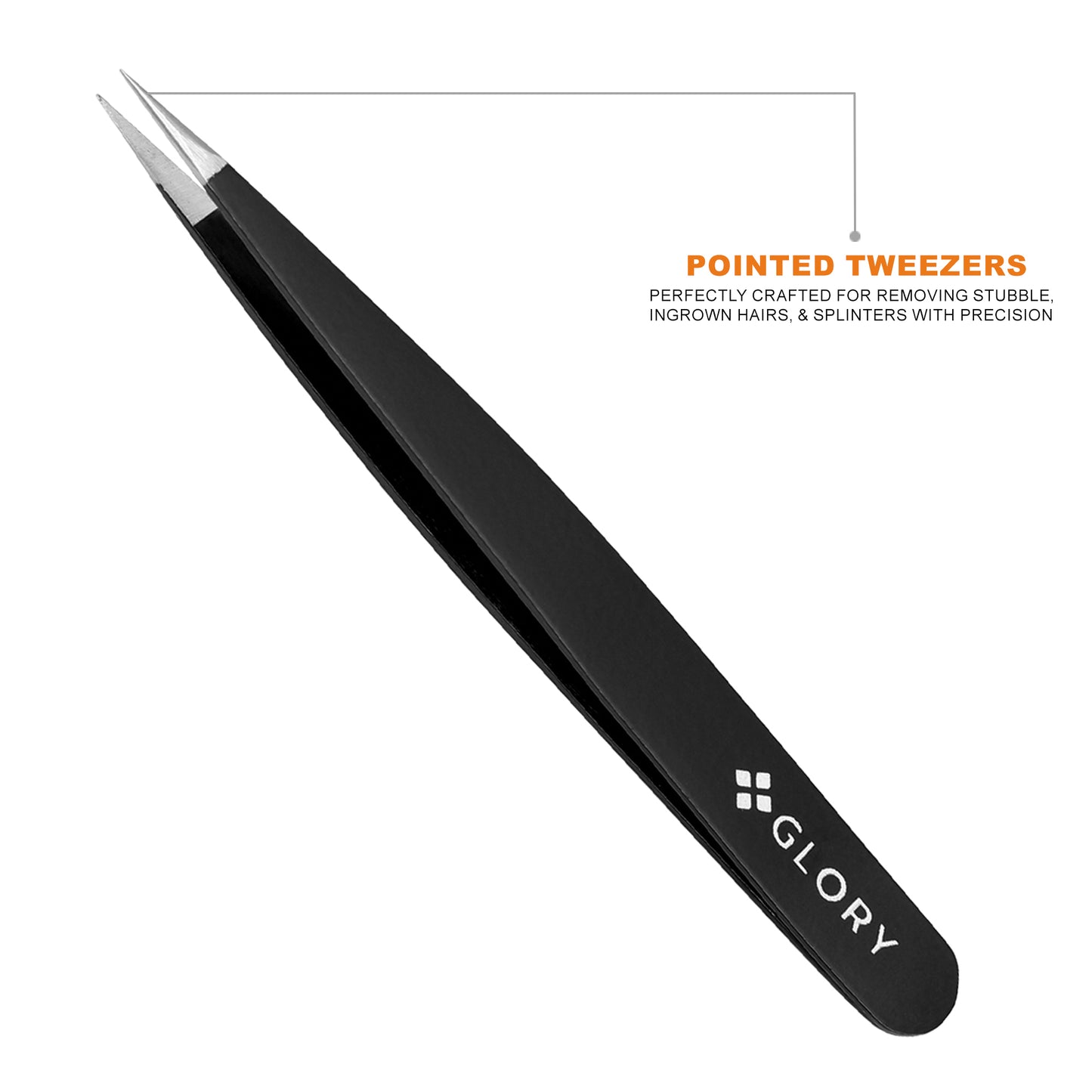 2 Pcs Matte Black Eyebrow Tweezers Set, Cosmetic Tweezers Kit for Eyebrows Facial and Ingrown Hair Removal