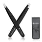 2 Pcs Matte Black Eyebrow Tweezers Set, Cosmetic Tweezers Kit for Eyebrows Facial and Ingrown Hair Removal